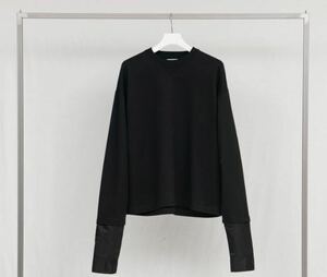 【新品】タグ付 【期間限定】no. ナンバー SLEEVE LAYERED SWEAT BLACK×BLACK unisex 参考上代 23,100円 size 1 無地 裏毛 スウェット