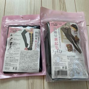 YOUBE ストッキング風裏起毛タイツ＆冷感ニーハイソックス　M-L