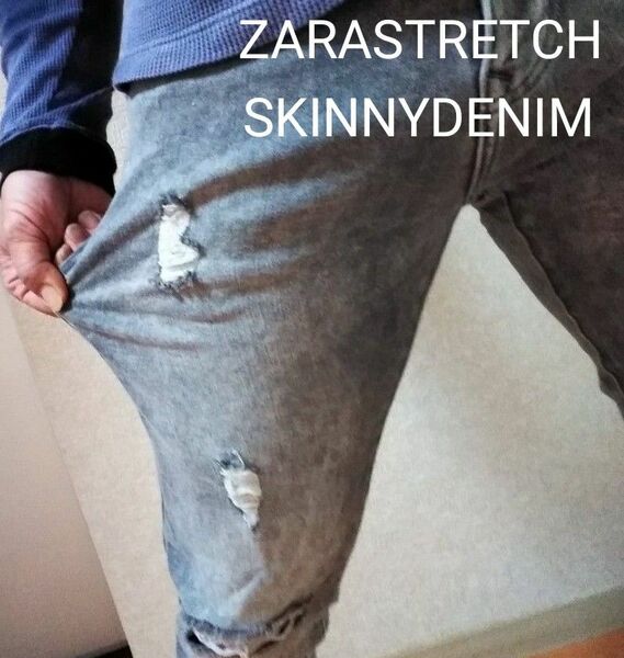 ZARA SOFT STRERCH SLIM SKNY damage denimJeansザラダメージクラッシュストレッチデニム