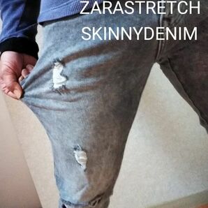 ZARA SOFT STRERCH SLIM SKNY damage denimJeansザラダメージクラッシュストレッチデニム