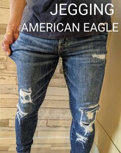 JEGGUNG AMERICAN EAGLEストレッチスキニークラッシュダメージデニムジーンズ