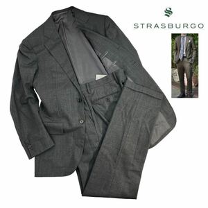 定価13万 極美品 STRASBURGO ストラスブルゴ スーツ セットアップ サイズ46/M相当 3B段返テーラードジャケット チャコールグレー A2269