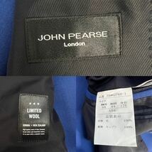 新品 JOHN PEARSE ジョンピアース シングル スーツ サイズAB6/L-XL相当 ブルー 未使用品 タグ付き 美シルエット リミテッドウール A2281_画像9