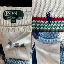 美品 80s 90s POLO BY RALPH LAUREN ポロ バイ ラルフローレン ボーダー ニット セーター サイズ170/L相当 アイボリー マルチカラー A2308_画像8