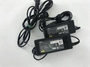 【2個セット】NEC 19V 3.42A 純正 ノートPC用ACアダプター 外径5.5ミリ 内径2.5ミリ L型黒ピン ADP91 ADP-65JH E等 動作保証【中古品】