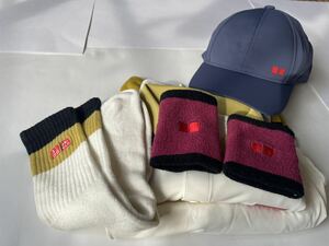 中古品ユニクロテニスウェアセットアップ錦織圭　ポロシャツ、ショートパンツ、帽子、リストバンド、靴下5点　Lサイズ