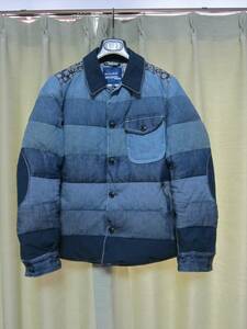  Junya Watanabe man eye× Duvetica patchwork down jacket peace pattern indigo junyawatanabeman×duvetica Comme des Garcons 