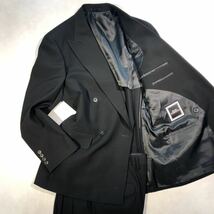 新品 定価3.9万円【サイズA5 M★Kanebo礼服】4Bダブルスーツ 漆黒フォーマル 背抜き ノーベンツ 2タック アジャスター付き ウール100%_画像1