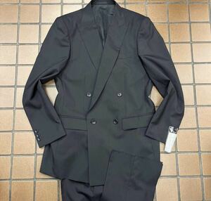 新品☆未使用【A6 L相当★超軽量タイプ】4Bダブルスーツ 礼服 メンズスーツ ブラックフォーマル 背抜き 冠婚葬祭 喪服 黒 セットアップ