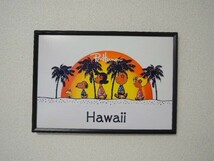 A4 額付き ポスター スヌーピー 日焼け チャーリーブラウン Hawaii サーフアート snoopy サンセット_画像5