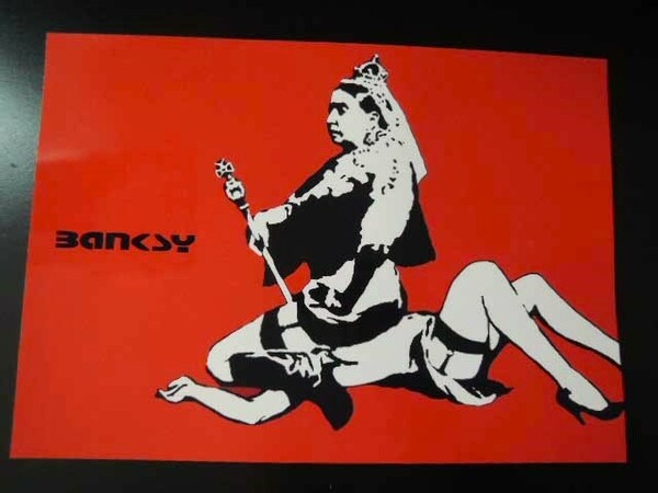 A4 額付き ポスター バンクシー クイーンビクトリア Banksy Queen Victoria 女王 ウーマン 