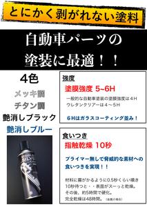 車パーツ塗装に最適！とにかく剥がれない スプレー 塗料４色（メッキ調/チタン調/艶消しブラック/艶消しブルー）徳用3本セット(送料1本分) 