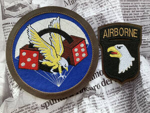 ＝☆刺繍&レザー☆101st AIRBONE DIV.506th P.I.R Patch☆＝(Leather Round Frame&Pedestal)