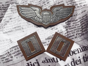＝★Leather Craft★アメリカ空軍 PILOT WING & 大尉章 Patch★＝(2点セット Brown Base)