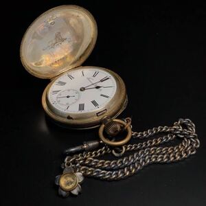 【懐中時計】タバン　TAVANNES WATCH 稼働品 ガラス無し　チェーン　包囲磁石付　10-12