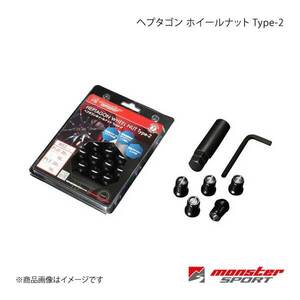 MONSTER SPORT ヘプタゴンホイールナットType-2 ランサーエボ4 5 6 CN9A CP9A M12×P1.5 20pcs 28mm 60°テーパー ブラック ZZTN52-20BK