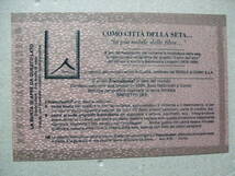 イタリア　２００１年　コモのシルク（絹） 小型S/S　１種完　未_画像3