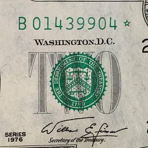 ☆ アメリカ 建国200周年記念 2ドル札 スターノート $2 米ドル 1976年 昭和51年 縁起のいい ラッキー 幸運を呼ぶ 紙幣 独立記念 激レア の画像5