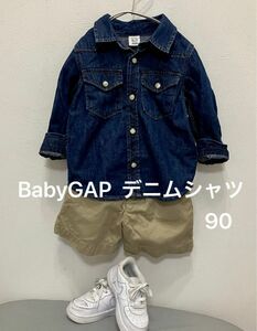 美品　Baby GAP デニムシャツ　スナップボタン　ベビー服90 