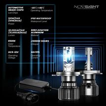 Novsight-ヘッドライト用LEDフォグランプ H7 h4 h11 9005 9006 hb3 hb4 9012 6500k 100W 2 2000lm 12V_画像2