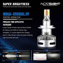 Novsight-ヘッドライト用プロジェクター LED H7 h11 9005/9006 d5 d2/d4 d1/d3/d8 90w 9012 lm 6500k 2個_画像6