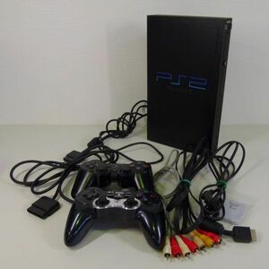 [IM] プレイステーション２　PS2　本体　SCPH-50000　ミッドナイトブラック　ソニー　動作品　コントローラ　２種付き　プレステ２