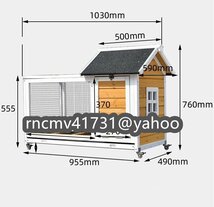 「81SHOP」稀少 ニワトリ小屋 兎 ハト小屋 ペット別荘 ハウス 木製 防雨防腐 ウサギ ニワトリ小屋 飼育 屋外養殖 庭 掃除しやすい グレー_画像3