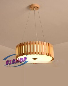「81SHOP」 新品 ペンダントライト 木製 天井照明 ベッドルーム用ランプ LED 照明 ランプ 室内装飾 電球付き 53cm