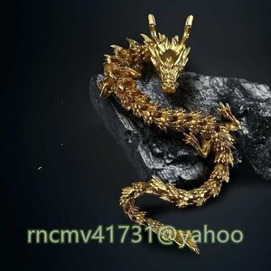 「81SHOP」神龍 3D多関節 昇運金龍 龍 の置物 メタルドラゴン 風水龍 金運アップ 置物 風水インテリア 飾り物 (Size : 41CM)