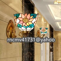 「81SHOP」 ウォールライト ステンドランプ ステンドグラス バラ花柄 ランプ アンティーク レトロな雰囲気 ティファニー 壁掛け照明_画像2