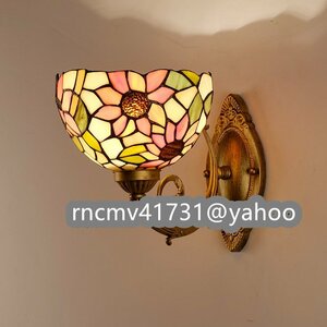 「81SHOP」ステンドランプ ステンドグラス ウォールライト ヒマワリ花柄 壁掛け照明 レトロな雰囲気 ティファニー ランプ