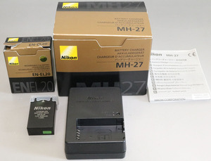 ③　Nikon 純正品 充電器・バッテリーパック （MH-27・EN-EL20） セット 美品 