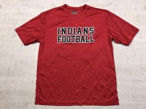 A4製 INDIANS FOOTBALL レトロ ストリート カレッジ スポーツ ポリエステル100% ジャージー 半袖Tシャツ メンズ L 赤