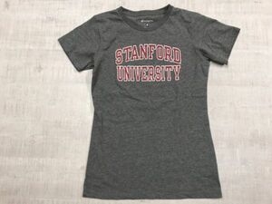 チャンピオン Champion製 スタンフォード大学 STANFORD UNIVERSITY カレッジ 半袖Tシャツ カットソー レディース コロンビア製 S グレー