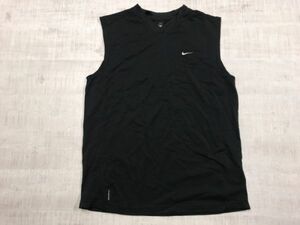 ナイキ NIKE SPHERE DRY テック ストリート スポーツ ロゴ刺繍 ジャガード総柄 ノースリーブTシャツ メンズ L 黒