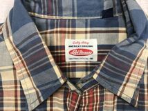 リーバイス Levi's オールド アメカジ ワーク 古着 クロップド ワイド アメリカンチェック長袖シャツ メンズ M ベージュ/赤/青_画像2