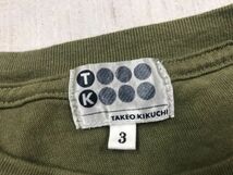 タケオキクチ TAKEO KIKUCHI ネオお兄系 ネオグランジ エスニック パンク 英字プリント 七分袖Tシャツ メンズ 綿100% 日本製 3 カーキ_画像2