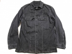 ユニクロ UNIQLO アメカジ オーセンティック USEDウォッシュ カバーオール ブラックデニム シャツ ジャケット メンズ L 黒