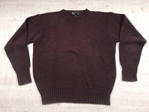 ポロ ラルフローレン Polo by Ralph Lauren オールド トラッド 古着 ロゴ刺繍 コットン ニット セーター メンズ 綿100% L 紫