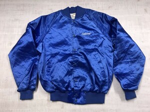 USA製 AUBURN SPORTSWEAR オールド アメカジ 90s 古着 スポーツ 光沢サテン スタジャン アワード バーシティジャケット メンズ M 青