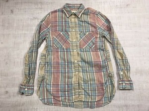 ラルフローレン Ralph Lauren デニム＆サプライ DENIM&SUPPLY レトロ アメカジ サーフ チェック 綿麻 長袖シャツ レディース XS 青/赤