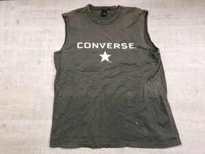 コンバース CONVERSE オールド レトロ ストリート 90s 古着 フェード ノースリーブ Tシャツ カットソー メンズ ロゴプリント XL グレー