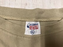 Quitman USA製 オールド レトロ カントリー 古着 リボン付き 裾リブ 長袖Tシャツ カットソー 大きいサイズ XL ベージュ_画像2