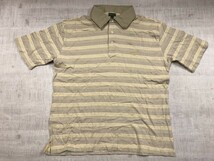 ヘンリーコットンズ Henry Cotton's アメカジ パターンボーダー 襟切替 半袖ポロシャツ メンズ 綿100% 大きいサイズ XXL 黄色/ベージュ_画像1