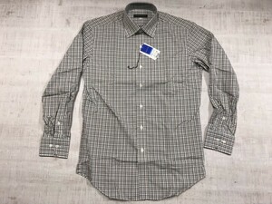  tag equipped Durban STUDIO by D'URBAN Rena un made Ame tiger check long sleeve dress shirt men's cotton 100% M gray / beige 