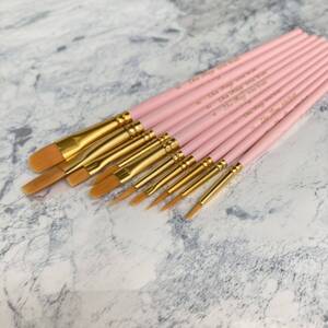  pastel pink watercolor painting acrylic fiber . paintbrush 10 pcs set fine art supplies writing brush watercolor writing brush oil paintbrush . writing brush paint brush painting materials writing brush 