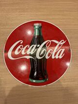 コカコーラ 丸型 看板 昭和レトロ ブリキ インテリア ビンテージ アンティーク USA 雑貨 Coca-Cola コーラ 当時物_画像1