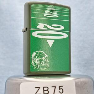 1000円～ zippo 美品 NFL アメリカンフットボール グリーン 真鍮ボディ ジッポー オイルライター USA ZB75