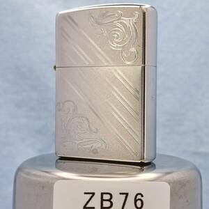 1円～ zippo 美品 アベノミクス ペイズリー 2014年製 シルバー SILVER color ジッポー オイルライター USA ZB76