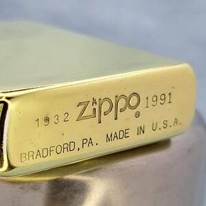 1000円～ zippo 美品 ダブルイヤー ソリッドブラス SOLID BRASS 1932 1991 真鍮 ジッポー オイルライター USA ZC09